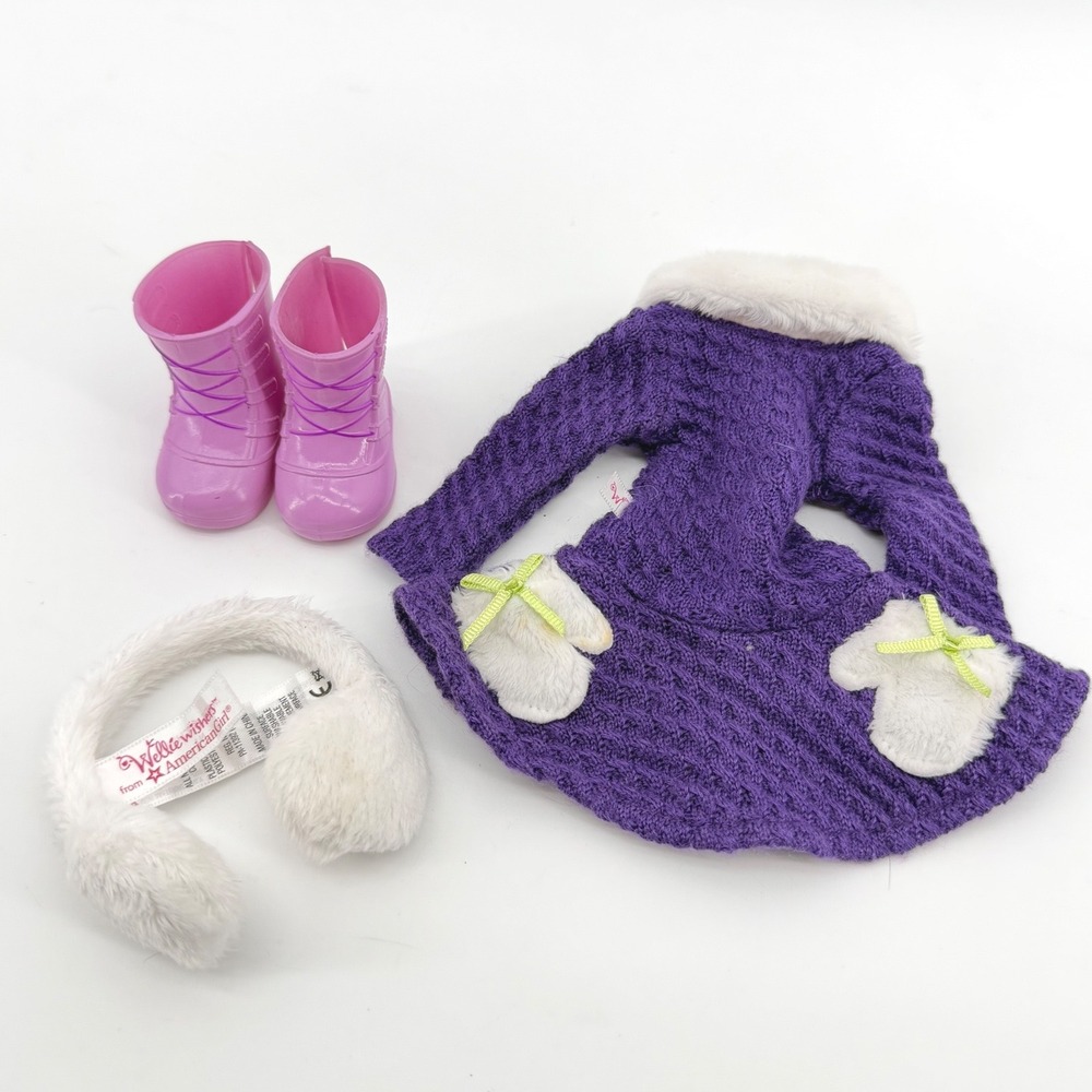 American Girl WellieWishers Casually Cozy Doll Outfit Purple Pink White Set